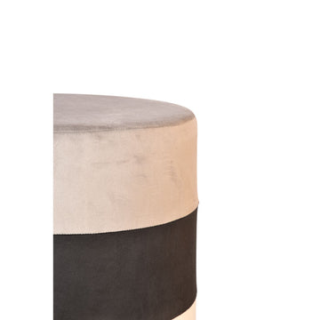 Grey Black and White Multicolour Smooth Velvet Pouf